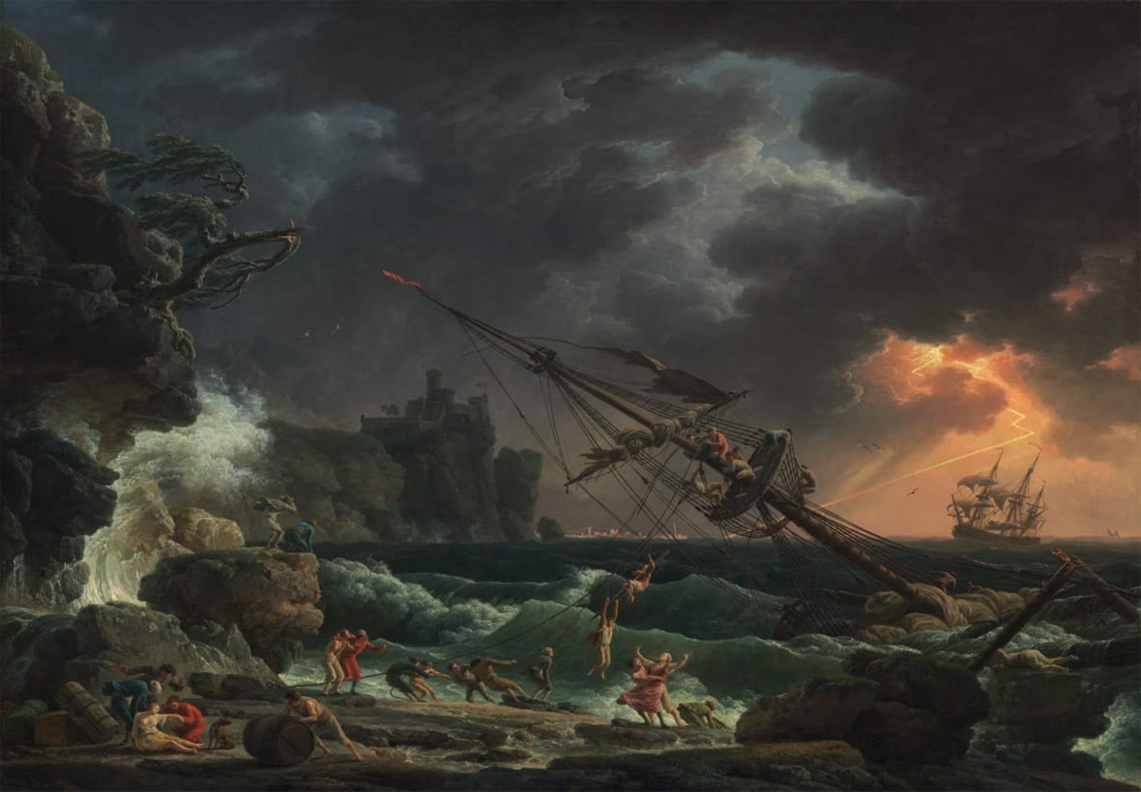 ARTXLXXBN Famous Print Painting Colorful Art Print the Shipwreck by Claude Vernet Canvas Art Decorations for Home Decor 60x90cm