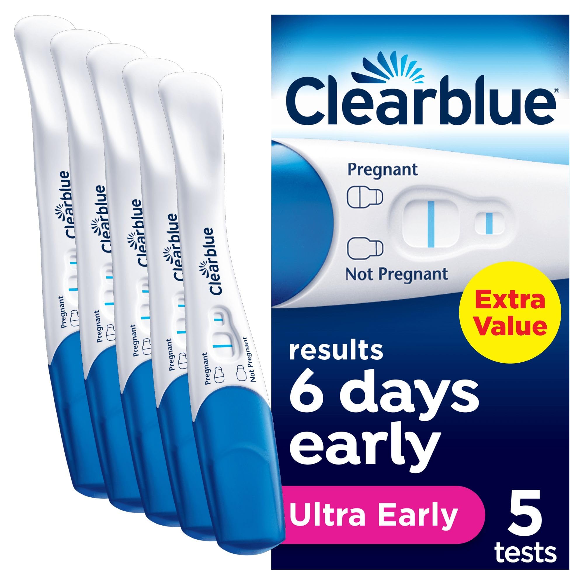 Ultra Early Pregnancy Test (10mIU) Value Pack, Results 6 Days Early, 5 Tests