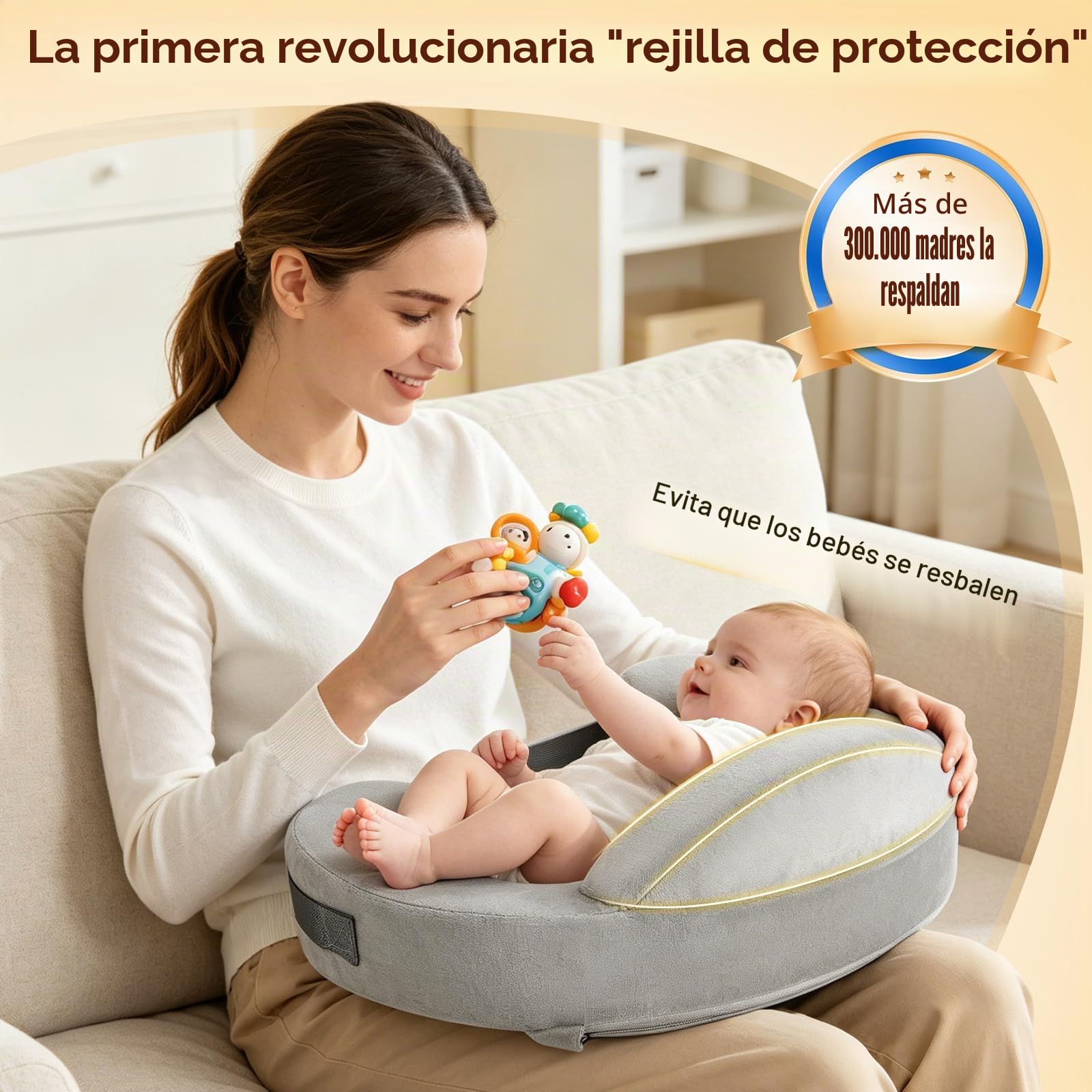 Cojín de Lactancia Memory Foam con Barrera de Seguridad, Correa Ajustable, Funda extraíble Lavable, ergonómico Mini para recién Nacidos, Ayuda para Madres