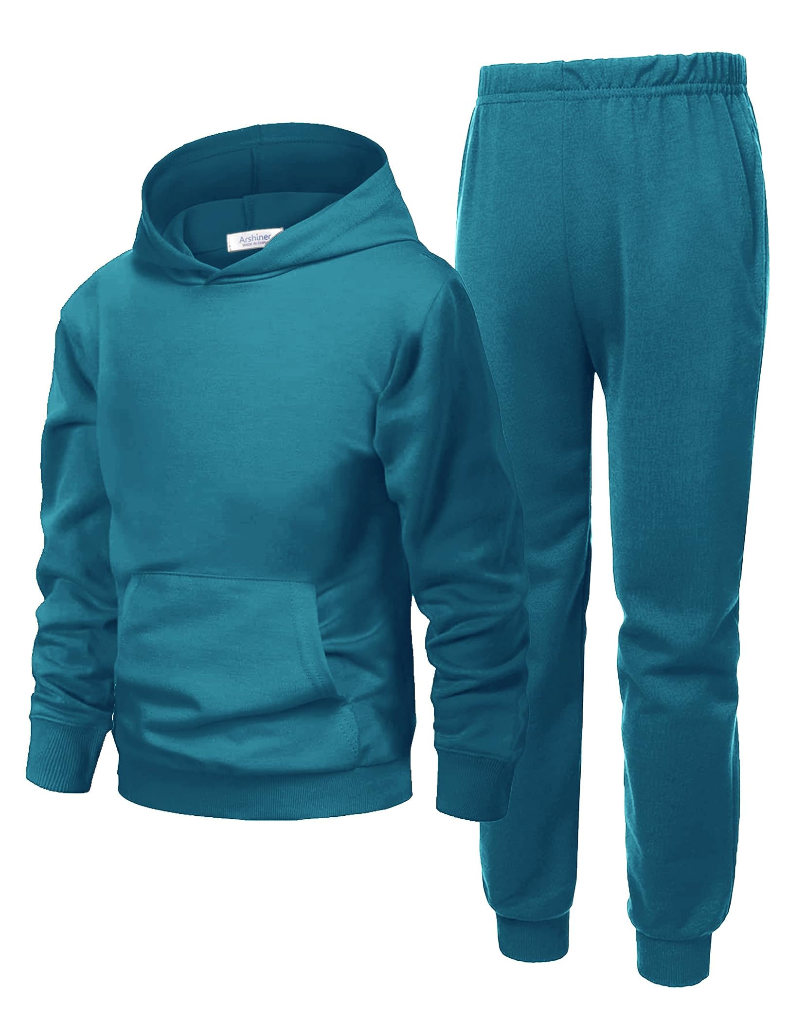 Arshiner Boys Athletic Sweatsuit Pullover Hoodie Sweatshirt and Joggers Set