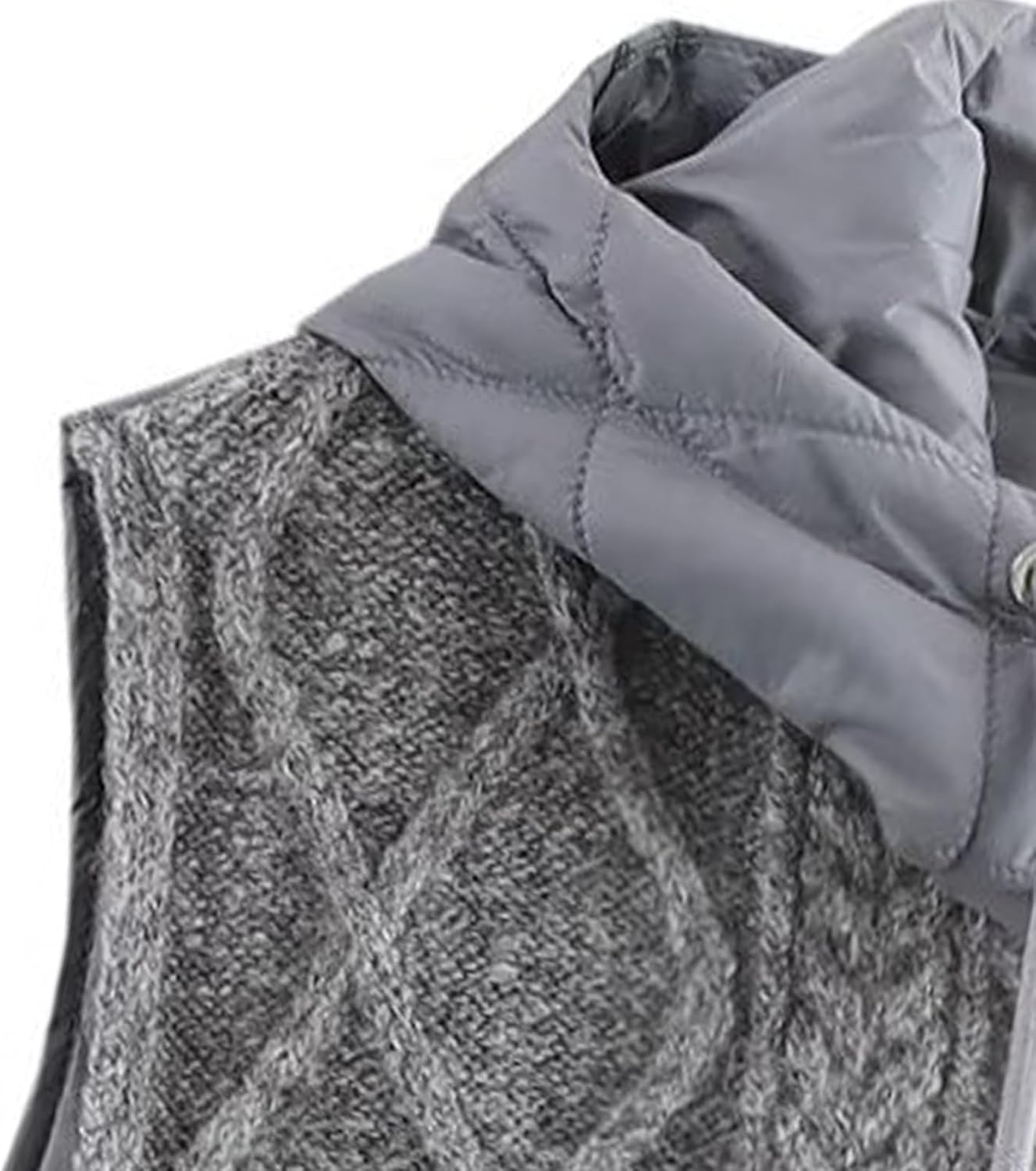 Women's Quilted Hooded Knit Vest Lightweight Padded Sleeveless Jacket, Casual Retro Layered Sweater Vest - Image 6
