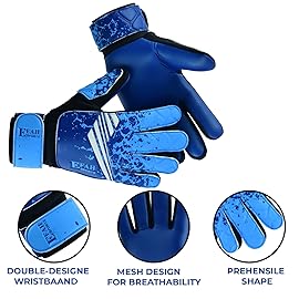 EFAH SPORTS Soccer Goalkeeper Gloves for Kids Boys Children Youth Football Goalie Gloves with Super Grip Protection Palms (Size 8 Suitable for Size M-L Adult, Blue)