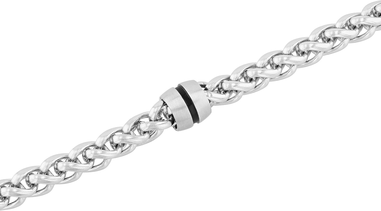 Men's Franco Link Bracelet - Stainless Steel, Black Finish, 8.5", Lobster Claw Clasp - Image 3