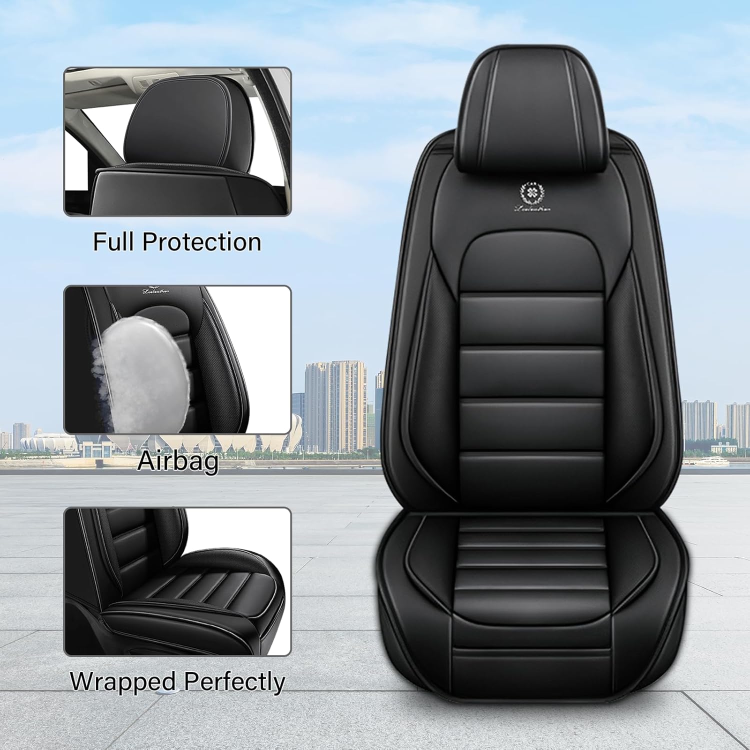 Front Seat Cover for Chevy Monte Carlo 1998-2007,Waterproof Faux Leather Car Seat Covers,Car Seat Protectors,Deluxe and Breathable Interior Covers for Cars(Front Set,Black)