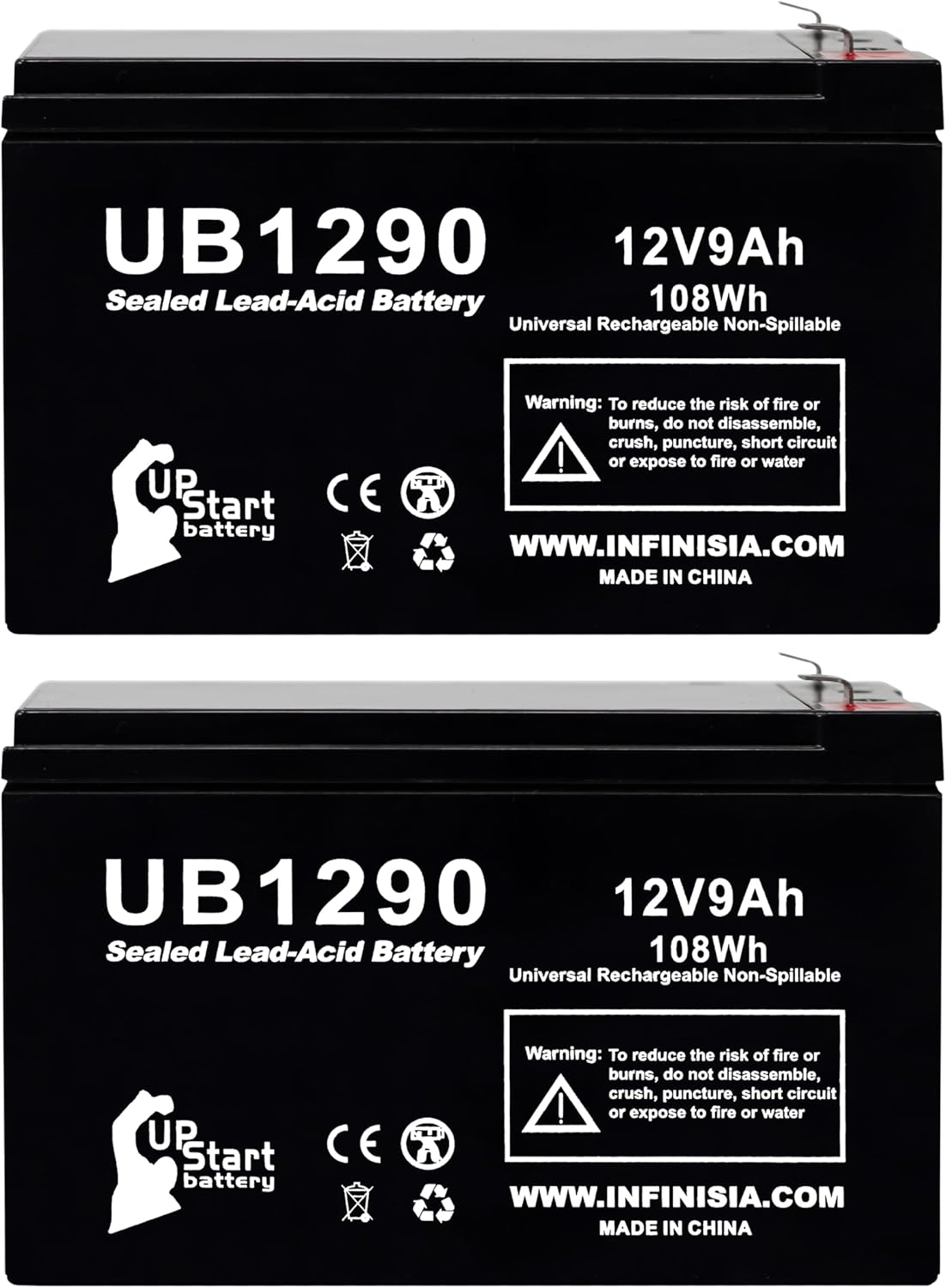 2-Pack 12V 9Ah Replacement Battery for Monster Rockin Roller 3 Speaker - Compatible with Monster Rocker 270, 270X Sport, Rocking Roller 2, Trax Open Top SUV 12 Volt 9 Amp Rechargeable SLA