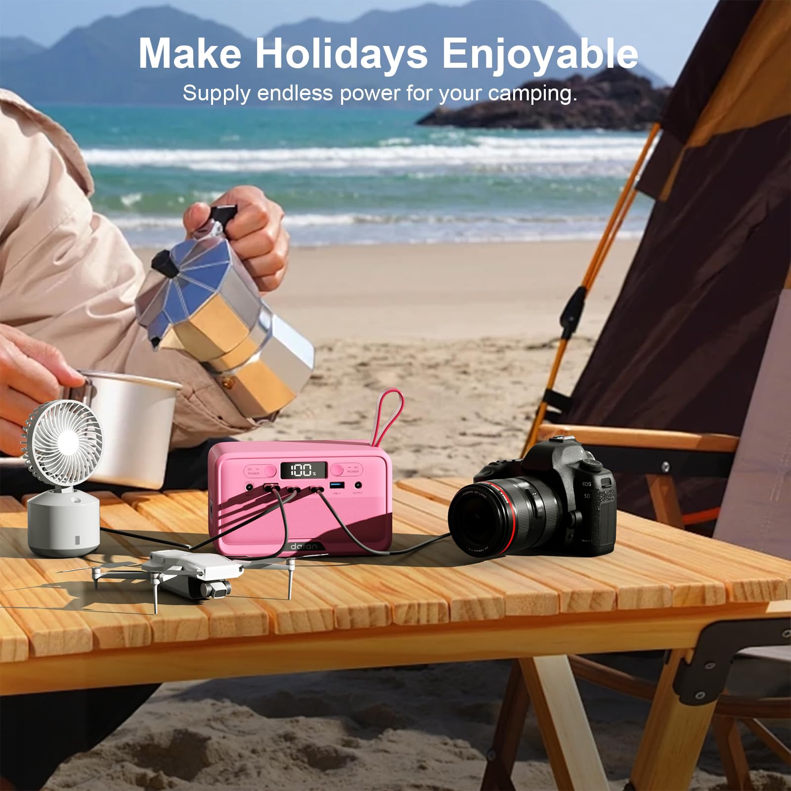 Station d’alimentation portable 896 Wh batterie LiFePO4 100W(200W pic) Power solaire, chargeur portabl petit générateur avec prises AC et chargement PD pour maison/ordinateur portable/camping.Rose