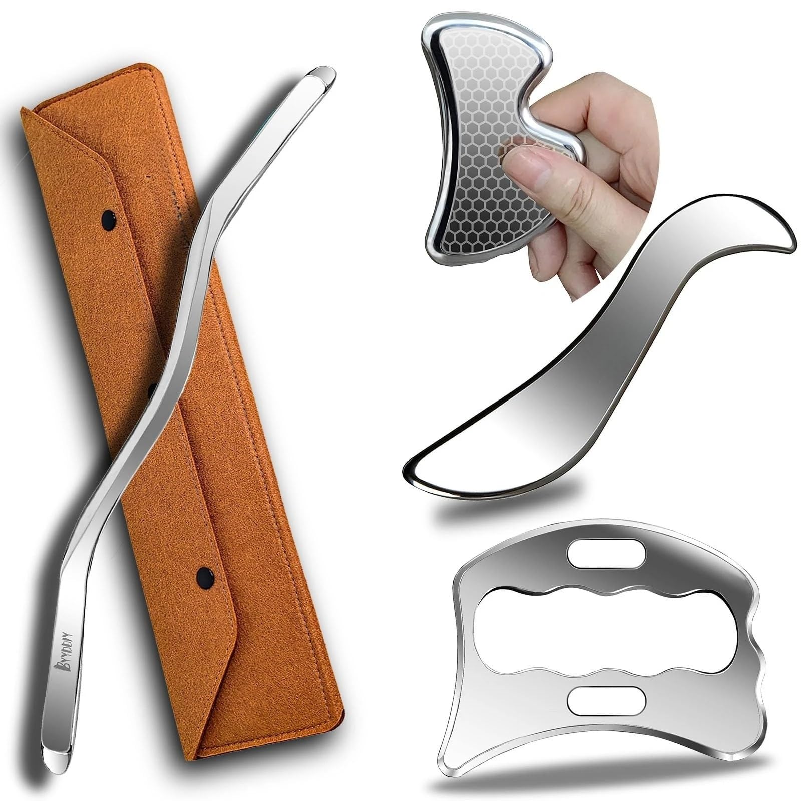 Strumento Gua Sha in acciaio inossidabile | Strumento for raschietto muscolare Strumenti for il viso Gua Sha