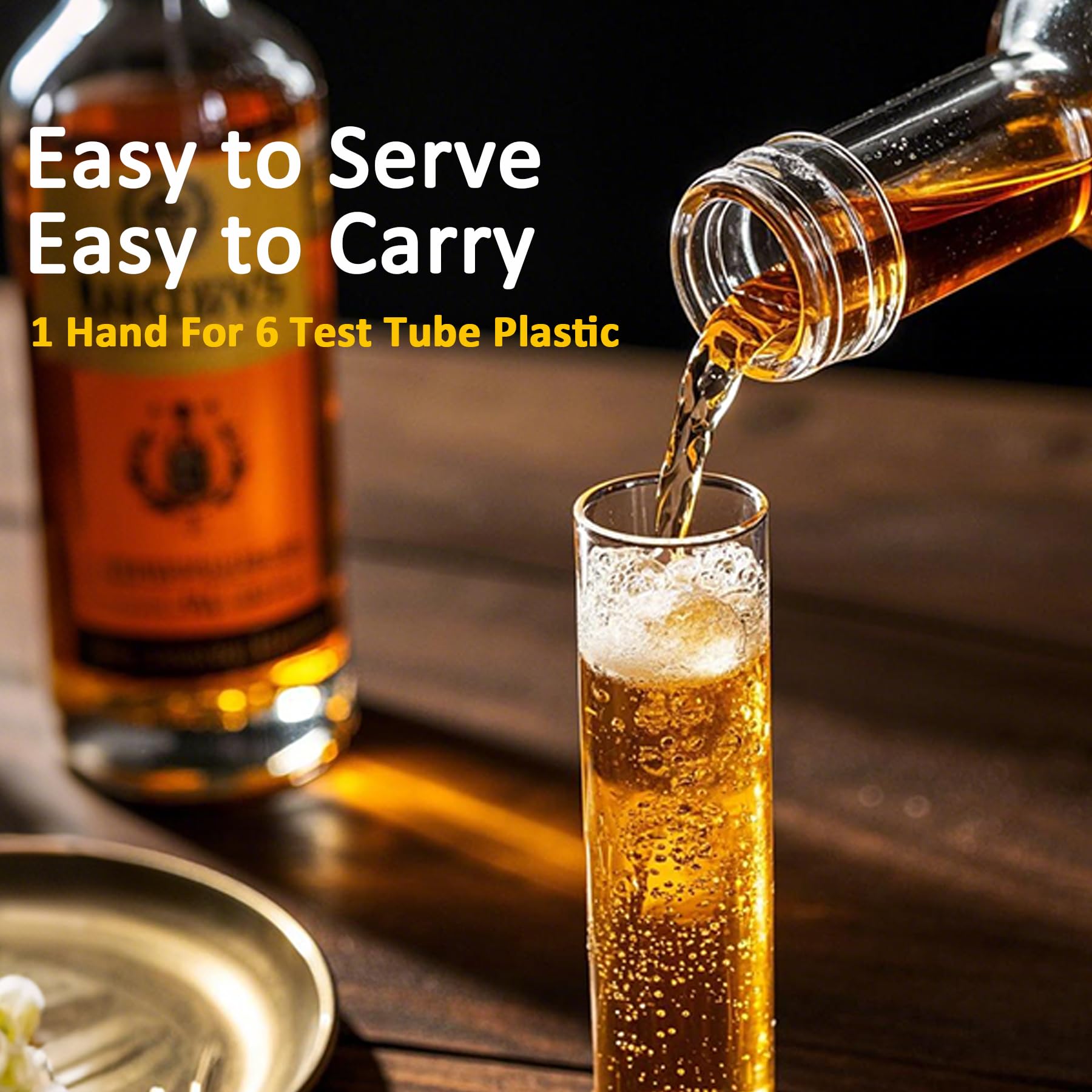 DAZZLIFE Test Tube Shot Plastic Set with Wooden Rack Science-Themed Drinkware for Cocktails, Shots Parties, Fun Chemistry Bar Accessories for Themed Events