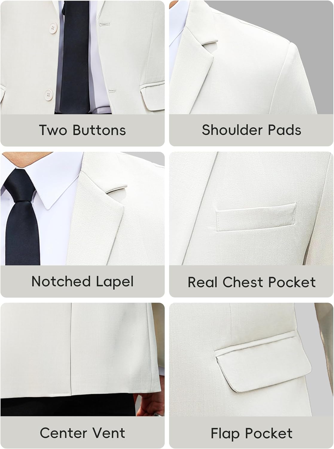 Men's Blazer Regular Fit Casual Sport Coat, Two Button Lightweight Suit Jacket, Ideal for Business, Daily & Wedding - Image 6