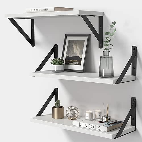 Heimlove Floating Shelves for Wall, 16 Inch Long Wood Floating