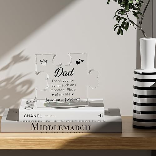 Miniatura 4 de Regalos de Navidad para papá de hija e hijo, decoración de escritorio, placa acrílica para rompecabezas Regalos de cumpleaños para el día del