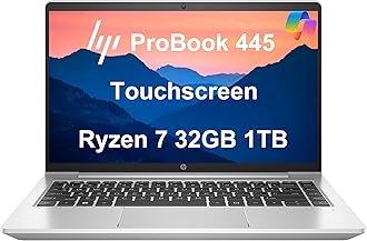 HP Latest ProBook 445 G9 Business Laptop (14" FHD Touchscreen, 32GB RAM, 1TB SSD, AMD Ryzen 7 5825U (> Intel i7-1165G7)) FP, IR Webcam, Ethernet, Wolf Pro Security, Win 11 Pro w/Copilot, Silver