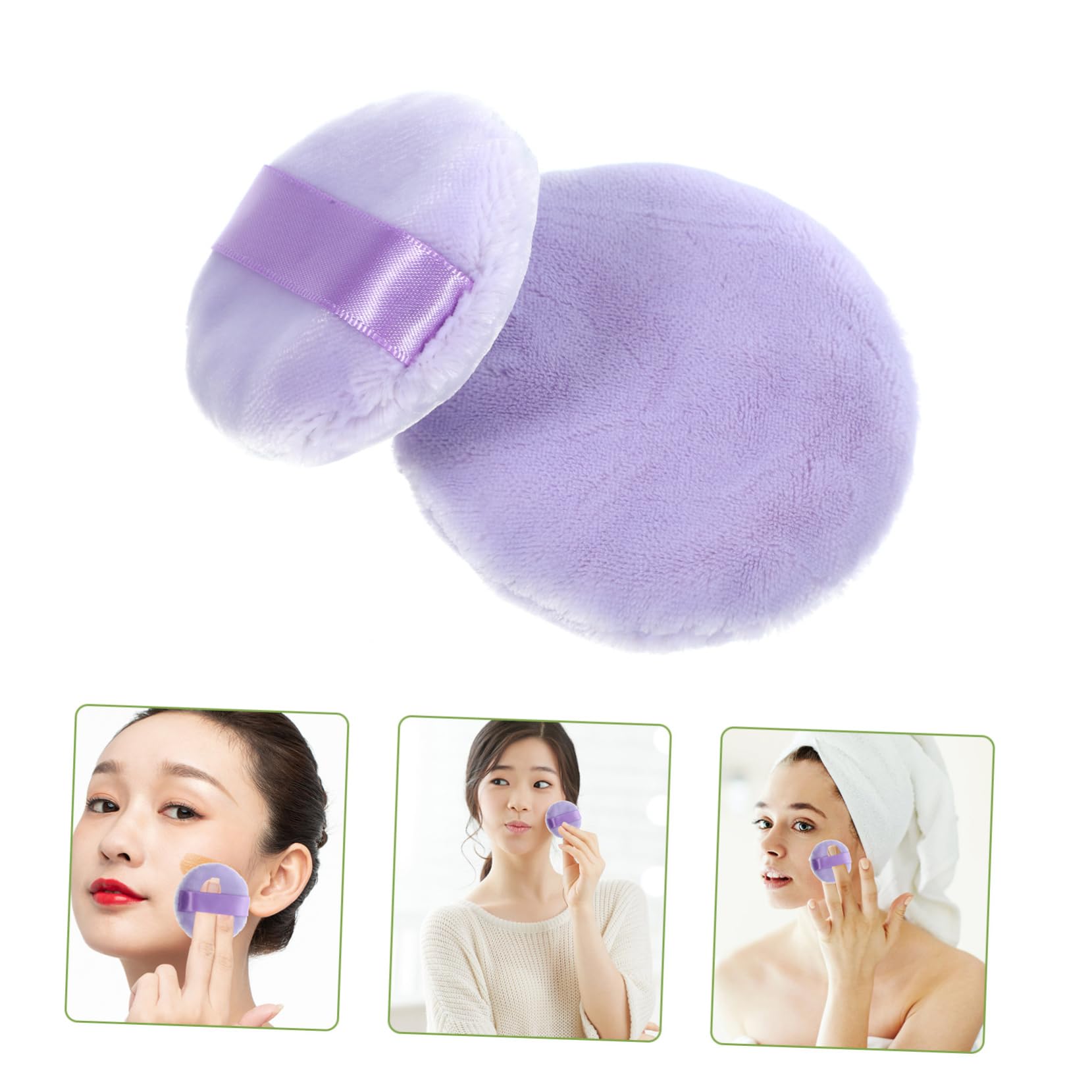 PartyKindom Set of Round Velvet Makeup for Loose Powder Comfortable to Hold Portable