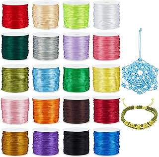 PH PandaHall 600 Yards 1mm Rattail Cord Nylon String Satin Cord 20 Color...