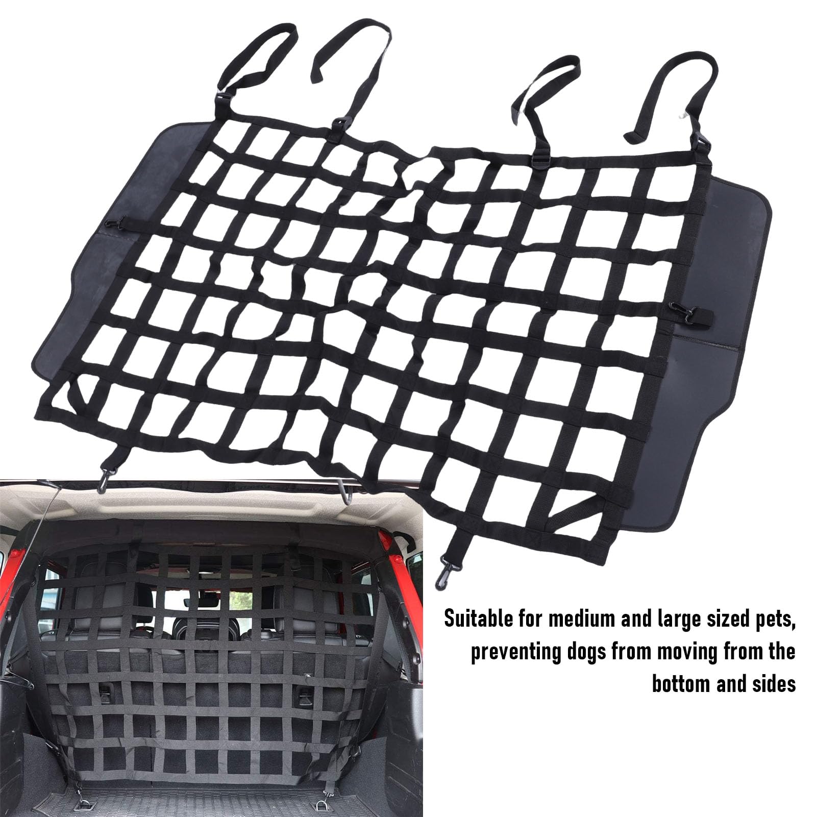 Barriera per Auto per Cani, Installazione in 5 Minuti Isolamento Sicuro del Sedile Posteriore Rete Barriera di Isolamento per Sedile Posteriore dell'Auto, Rete per Animali Domestici per