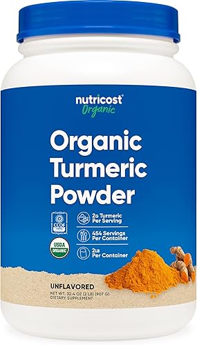 Nutricost Polvo de cúrcuma orgánica de 2 libras, certificado USDA orgánico, grado alimenticio, sin gluten, sin OMG