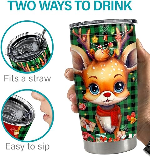 Miniatura 7 de Vaso de Navidad personalizado de acero inoxidable con tapa de 20 onzas, 30 onzas, taza de viaje para café, regalo de Navidad personalizado