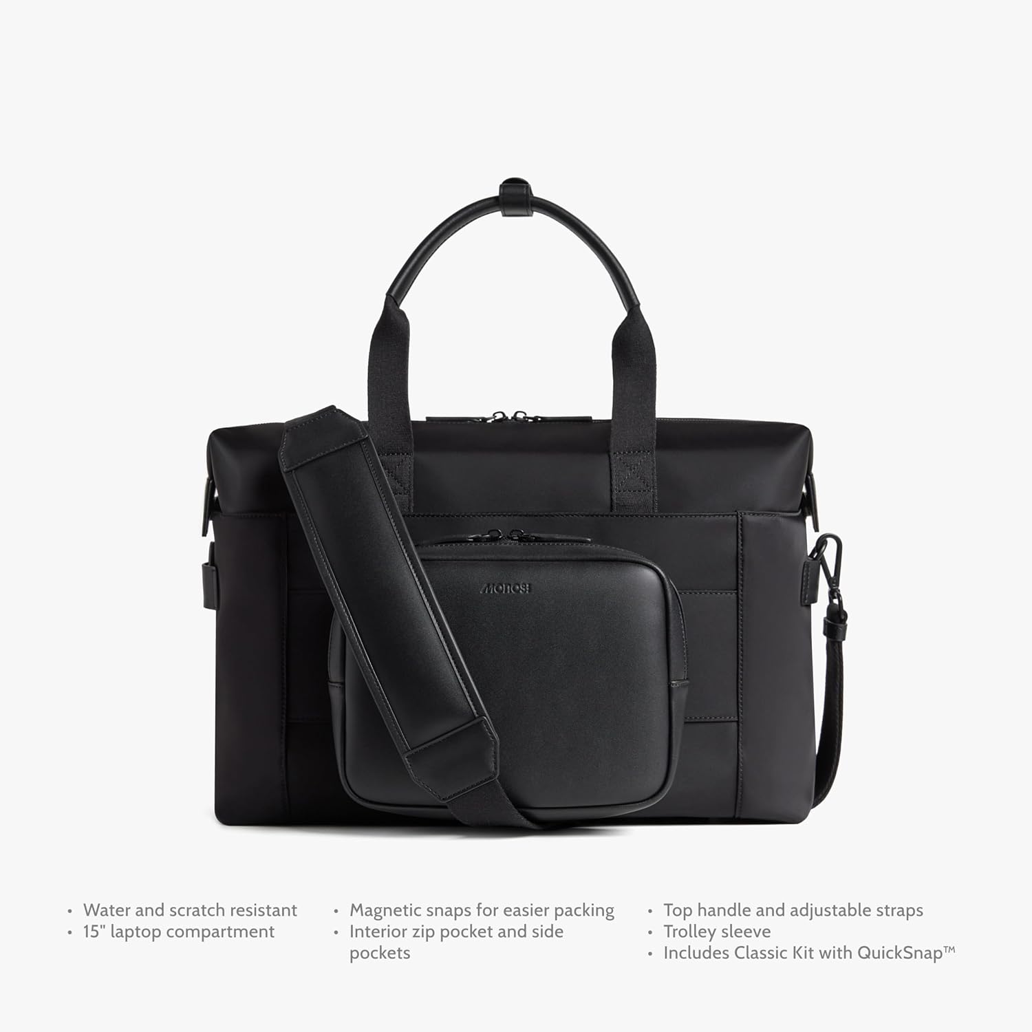 Monos Metro Duffel Bag Nylon – Lightweight Weekender Duffel with Laptop Sleeve & Modular QuickSnap Front Kit | Trolley Sleeve, Magnetic Side Pockets | 22L Carry-On Personal Item Gym Bag | Carbon Black