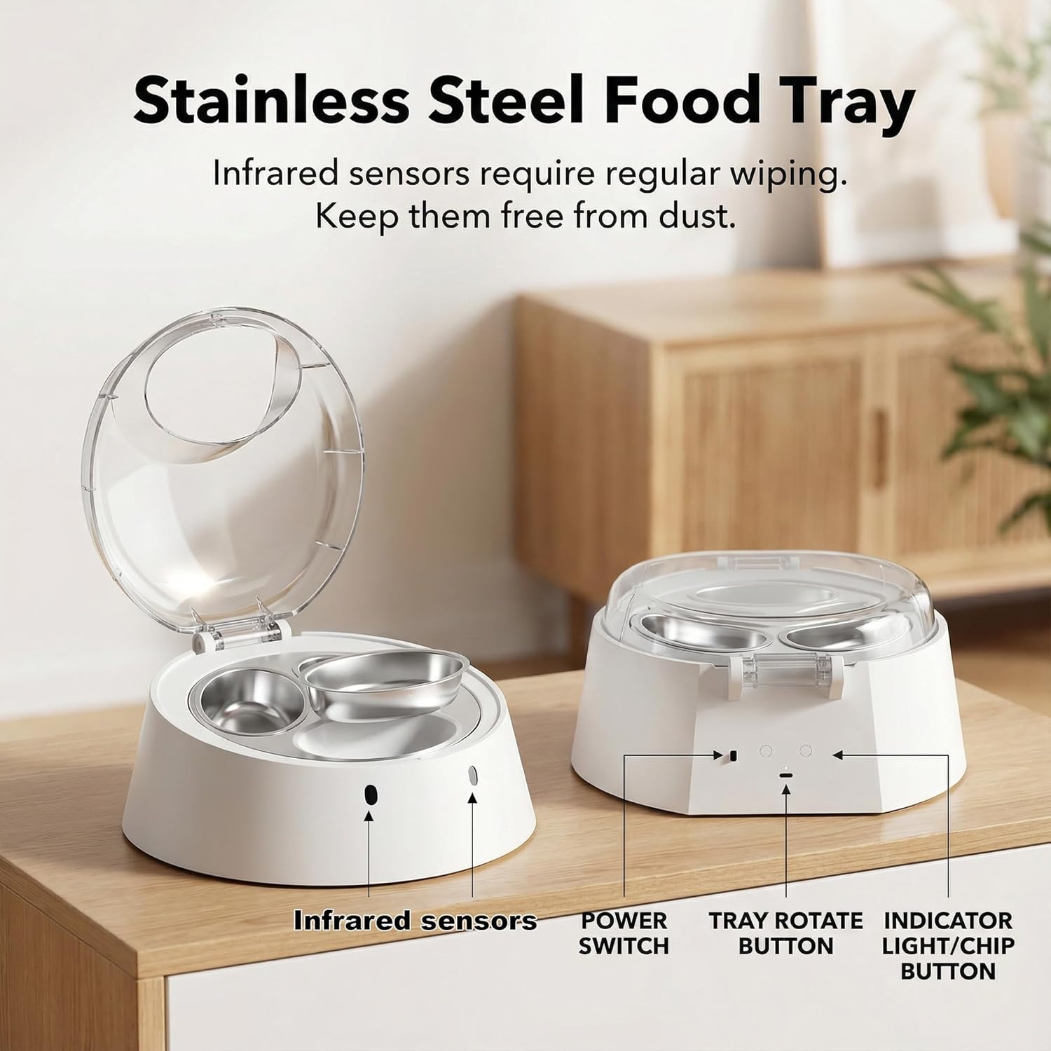 Anifam Microchip RFID Cat Feeder, Automatic Pet Feeder for Multi-Pet Homes, Dog Proof Cat Feeding Station with Stainless Steel Bowls for Small Dogs, Stops Food Stealing & Special Diets