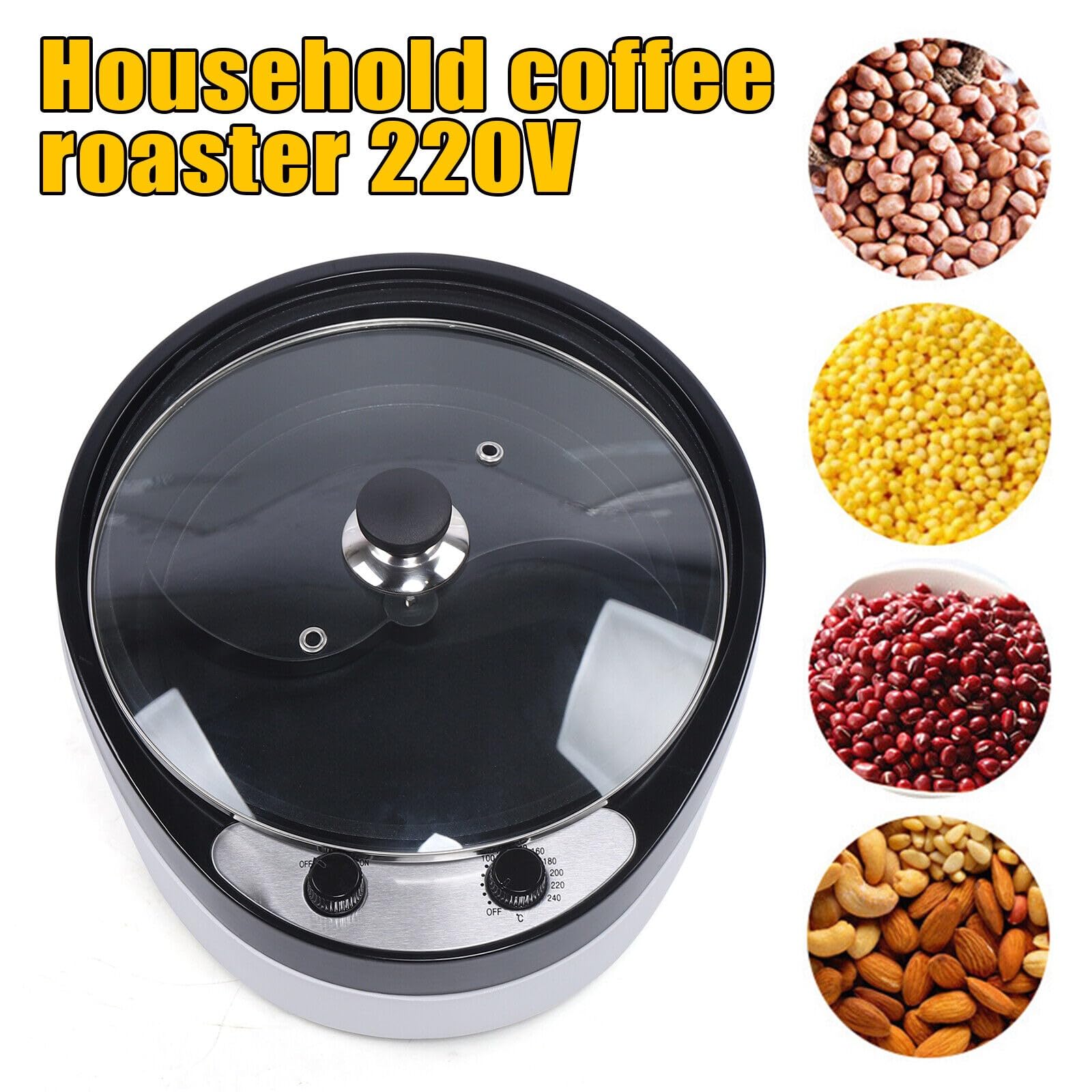 Baker Torréfacteur à café électrique 800 g 0-240 °C avec revêtement anti-adhésif 1200 W