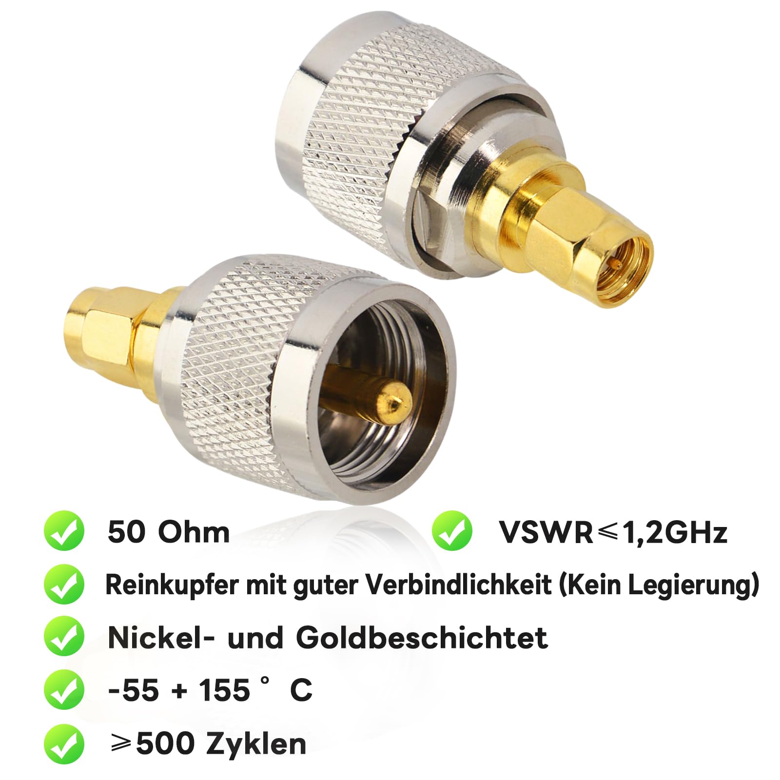 Adattatore BNC Femmina PL-259 Maschio UHF Placcato Oro RF Adattatore RF BNC Femmina A PL-259 Maschio - Connettore Dorato Per Radio E Antenne Bnc To Uhf Adapter