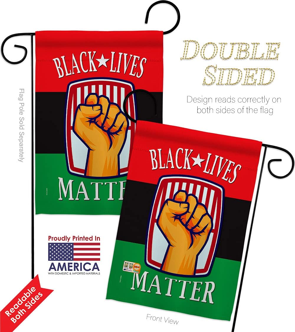 Black Matter Anti Racism Porch Decor American Flag Banner Pack Wall Art Patio Lawn Garden Room Decorations Outdoor Tapestry Yard Signs Black History Month BLM African Americans Heritage Made in USA