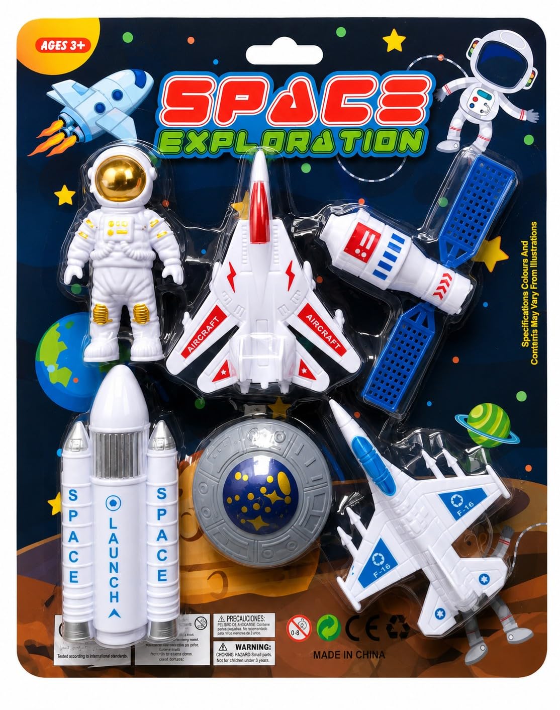 Space Exploration Toy Playset for Kids Ages 3+ | Astronaut Figure, Rocket & Aircraft, Satellite Included, 7-Piece Set, Imaginative Play-image-6
