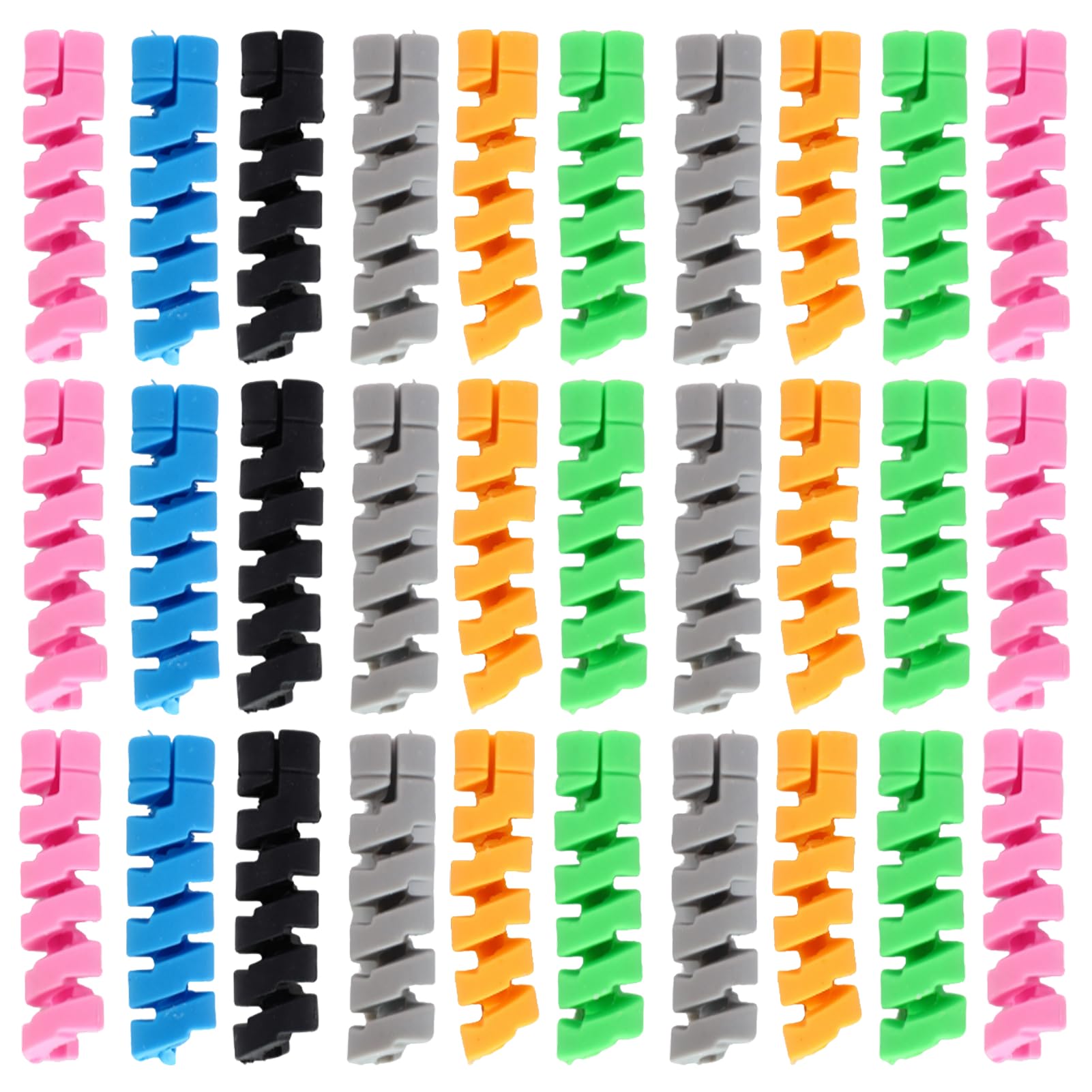 30 PCS Protettori per Cavi Protezione Caricatore – Guaina protettiva colorata a spirale per cavi Type-C, Lightning, Micro-USB, cavi di ricarica per telefoni, cavi per mouse, cavi per cuffie, cavi dati