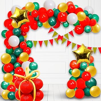 Party Propz Christmas Party Decoration- 100Pcs Merry Christmas Red & Green Balloons | Christmas Decorations Items | Balloons for Christmas Decoration | Xmas Decoration Items for Home | Christmas Decor