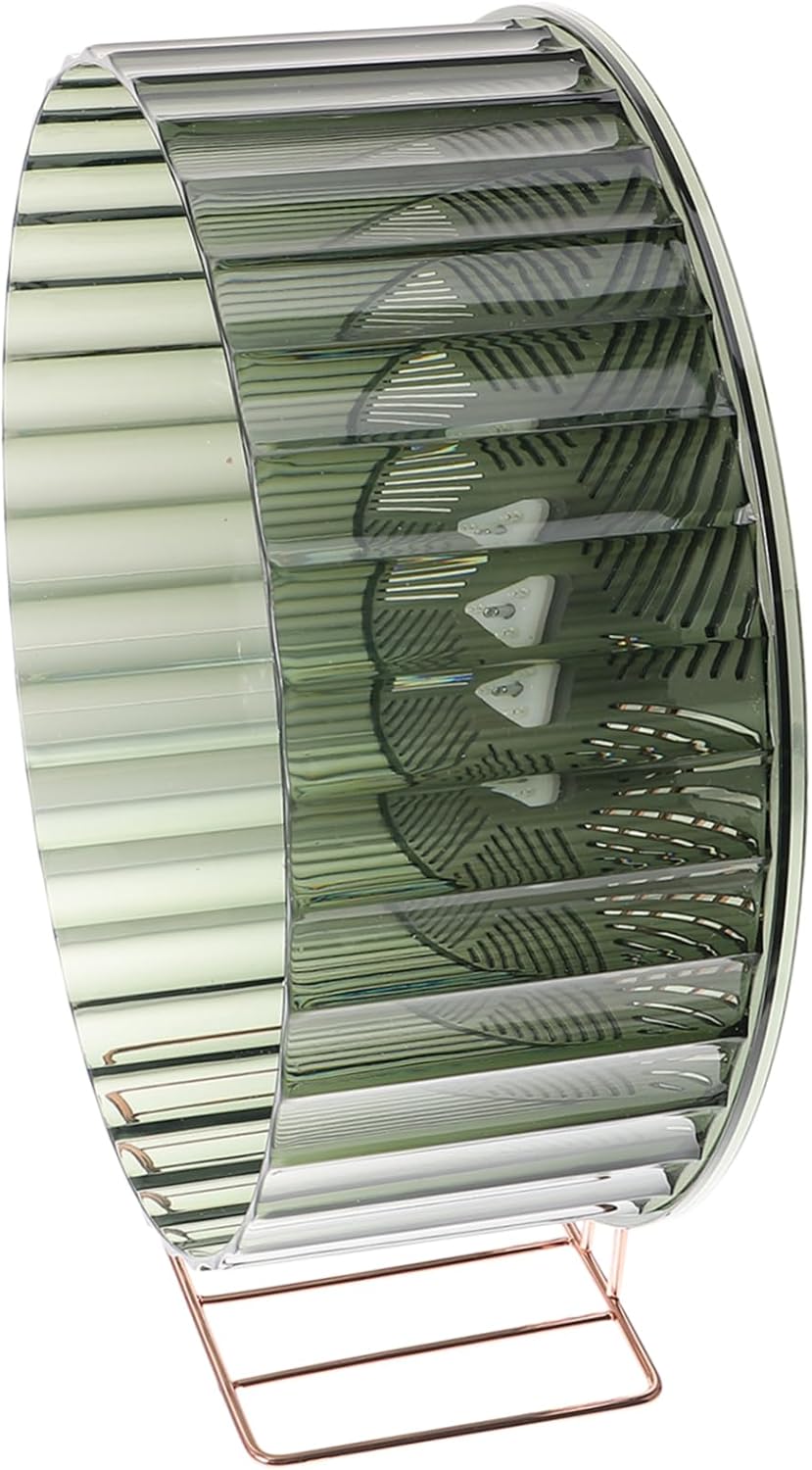 Silent Compact Hamster Exercise Wheel with Stand for Pets Quiet Running Wheel for Hamsters Chinchillas Mice Gerbils and Hedgehogs Stress Relief and Activity Dark Green with Gold