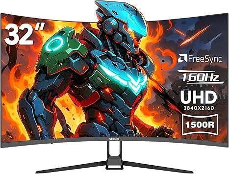 شاشة ألعاب 32 بوصة UHD 160 هرتز منحنية 1500R شاشة كمبيوتر 4K 3840×2160 1 مللي ثانية (GTG) 320 شمعة/متر مربع 120% sRGB إضاءة خلفية فري سينك للاعبي الرياضات الإلكترونية من جاوفولك (مكبرات صوت مدمجة)