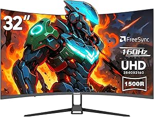 Gawfolk 32 Inch Gaming Monitor UHD 160Hz Curved 1500R Computer Monitor ...
