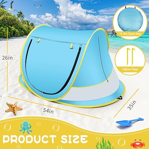 Miniatura 4 de Baby Beach Tent,Large Pop Up Beach Tent Sun Shade for Beach,Portable Baby Travel Tent with Mosquito Net,Indoor Baby Play Tent,UPF 50+ UV Protection