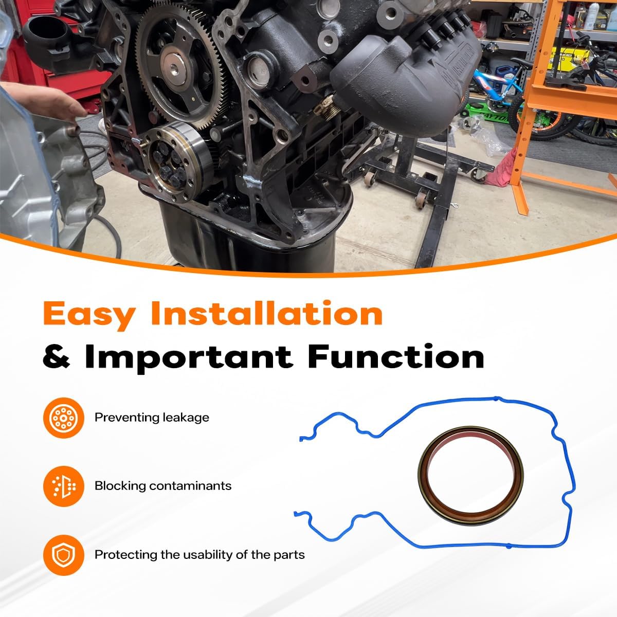 BS 40700 Engine Crankshaft Seal Kit Compatible with 2003-2010 Ford E-350/E-450/Excursion/F-250/F-350/F-450/F-550 Super Duty, Rear Main Seal Replaces OEM # BS40700, JV1684