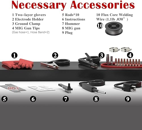 Vista 14 de Soldador MIG 150A Máquina de soldadura 3 en 1, máquina de soldadura MIG/Lift TIG/Stick 110V, soldador de núcleo de flujo sin gas portátil IGBT Negro
