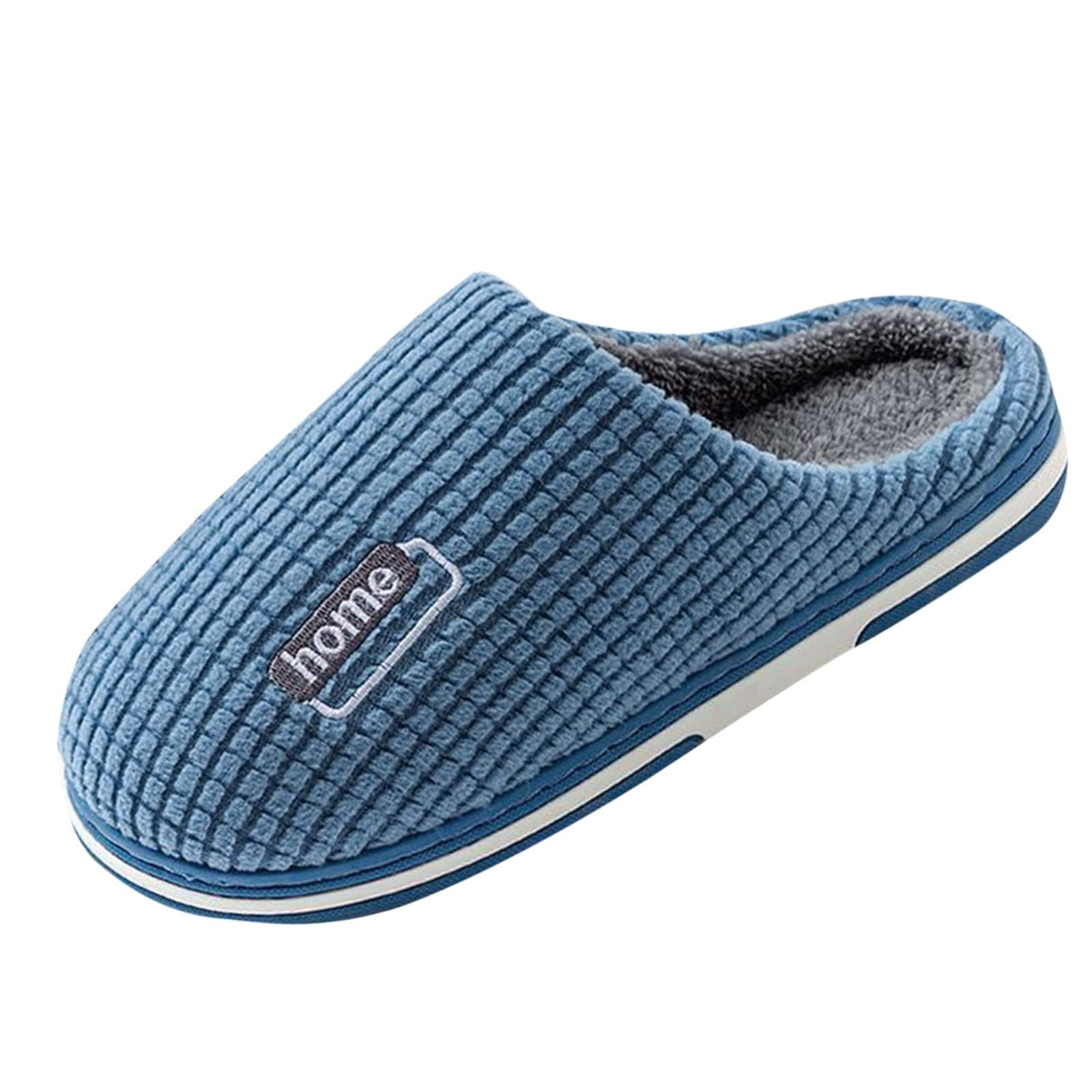 Home English Men Slippers Autumn And Winter Indoor Fashion Comfortable Flat Bottom Mens Fuzzy Slippers Animal Blue 10