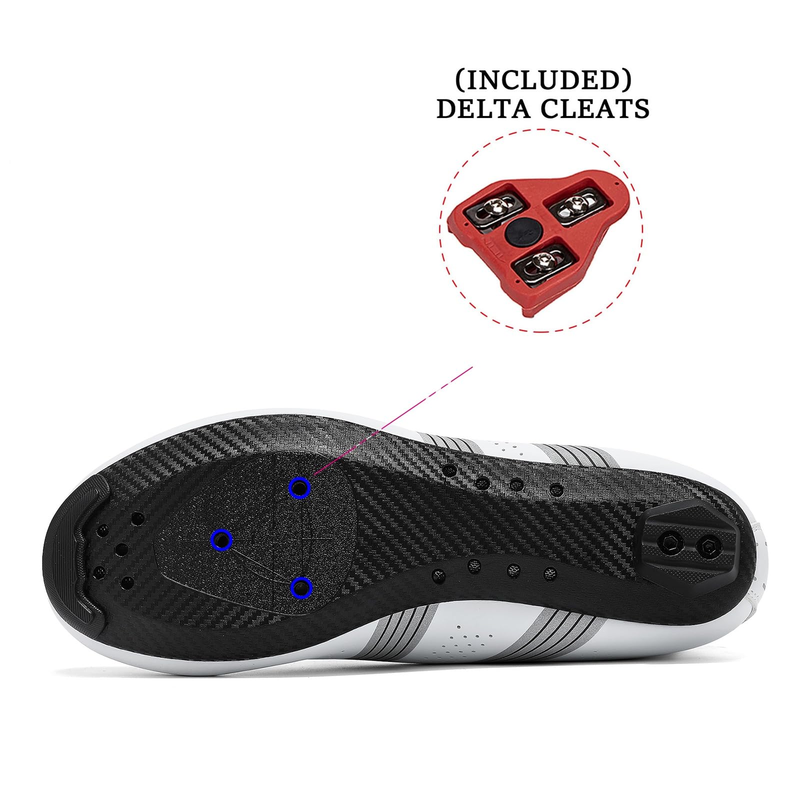 JiuQing Zapatillas Ciclismo Hombre Anchas para Bicicleta de Carretera Compatibles con Peloton Y KEO con Calas Delta Ligeras Y Transpirables para Ciclismo Indoor