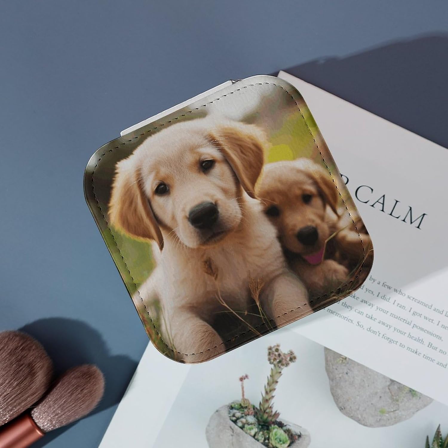 Cute Golden Retriever Puppy Jewelry Box Exquisite Leather Jewelry Organizer Portable Trinket Organizer Fashion Travel Jewelry Case for Rings Earrings Necklaces Unique Gifts for Women image 4