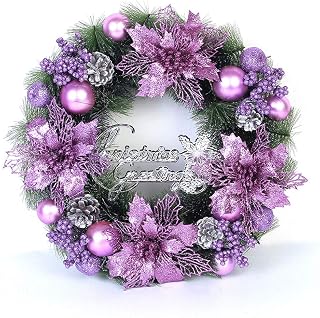 HARLIANGXY Corona de Navidad para puerta, diámetro de aprox. 40 cm, decoración para Navidad, Adviento, color morado