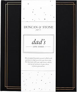 DUNCAN & STONE PAPER CO. 85 Page Dad's Story Book - Linen Bound Journal For Dad - Memory Book For Dad To Fill Out w/Prompts, Family Tree & More for Journaling (Charcoal)
