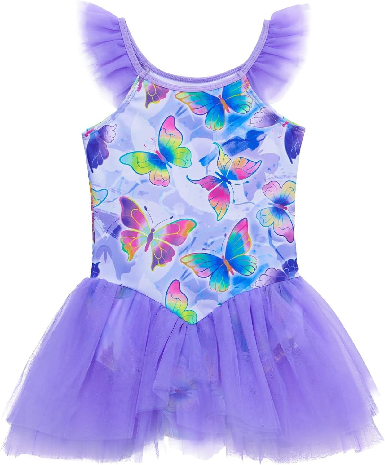WAWSAM Girls One Piece Swimsuit with Mesh Skirt, Cute Kids Swimwear for Girls, Little Girls Bathing Suit for Ages 3-6