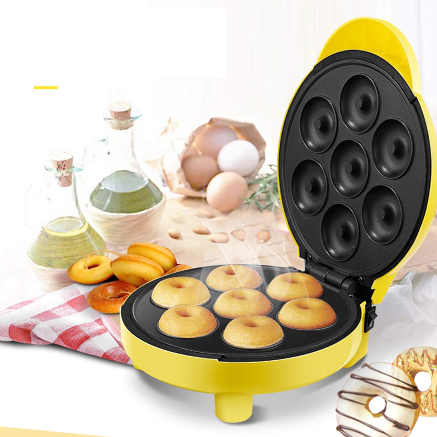 Donut Maker Mini-Cookie-Maschine Mit 7 Donuts Antihaft-Platten Zum Spaß Kochen