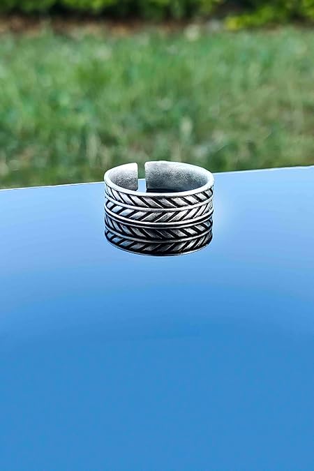 Trend Collection Unisex Model Silver Plated Caesar Compass Wire Mesh Model Adjustable 3-Piece Ring Set