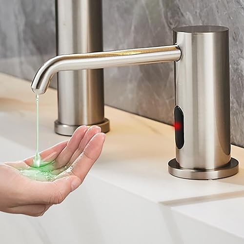 Miniatura 2 de Dispensador automático de jabón sin contacto para fregadero de cocina, baño, líquido integrado en níquel cepillado, dispensador de jabón comercial