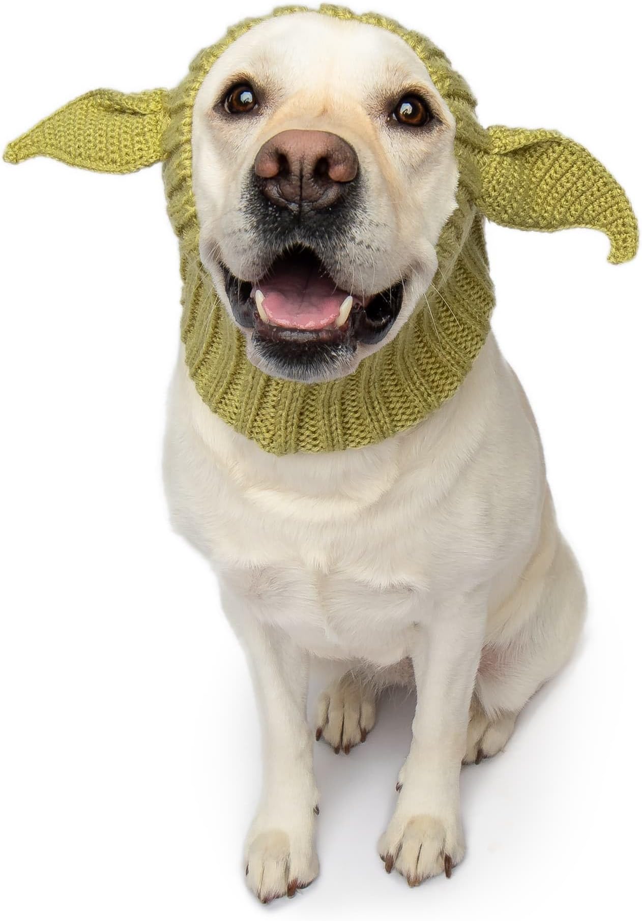 Zoo Snoods Baby Yoda Costume - Alien Knit Dog Snood Wrap for Pets, Warm Neck Ear Cover Protection for Halloween and Winter (Large)
