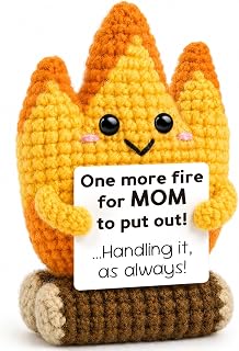 Busy Gaming Life Mothers Day Birthday Gifts for Mom from Daughter Son, Handcrafted Crochet Campfire Keepsake, Aesthetic Room Decor, Cute Office Desk Accessories for Women