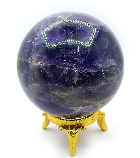 Sanjari Amethyst Natural Ball,Amethyst sphere, Natural Healing crystal beautiful stone for reiki, healing, Meditation with beautiful stand.(50-55mm,1 PCS)