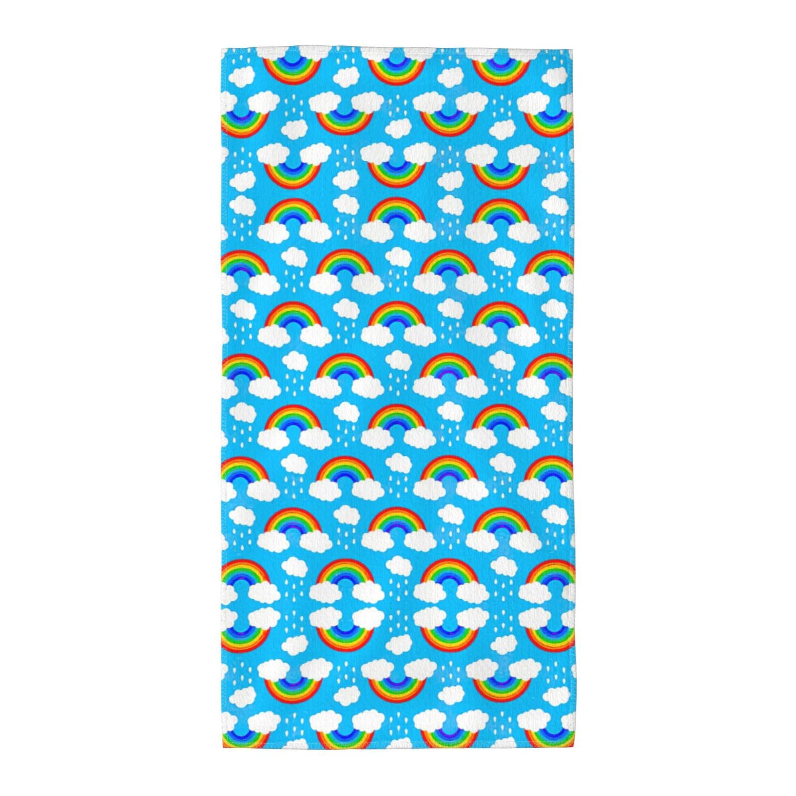 WYCZHY Rainbow Clouds Raindrop Printed Quick Dry Beach Towel For Camping Travel Vacation