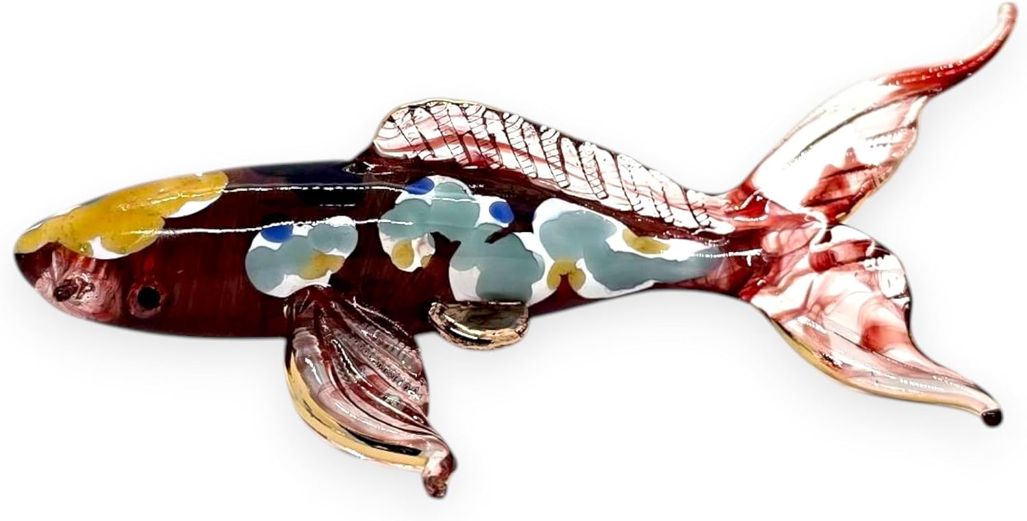 WitnyStore Tiny 4½" Red Blue Yellow Koi Fancy Carp Fish Figurine - Miniature Hand Blown Painted Glass Aquatic Animal Colorful Freshwater Fishes Crystal Decorative Collectible Figurines Décor Gifts image 5