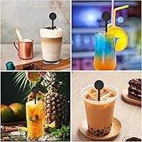 Vista 7 de 200 palitos de cóctel Swizzle, agitadores de café transparente de 7.3 pulgadas, palitos de plástico desechables para bebida, disco redondo, barra